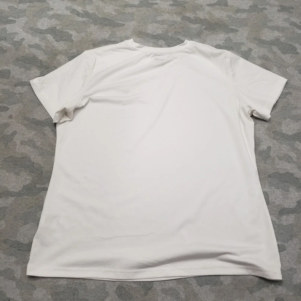 Nike Top Womens XL White‎ FitDry Short Sleeve Fitness Casual Tennis Gym Active